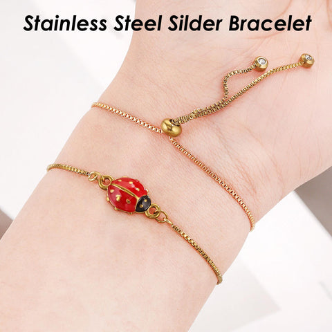 Stainless Steel Slider Bracelet, Silver Gold Bracelet Link Chain, Adjustable Sliding Bracelet with Stopper, Bolo Bracelet for Jewelry Making