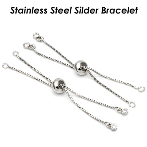 Stainless Steel Slider Bracelet, Silver Gold Bracelet Link Chain, Adjustable Sliding Bracelet with Stopper, Bolo Bracelet for Jewelry Making