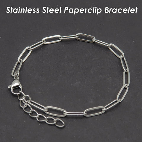 Stainless Steel Paperclip Bracelet Gold Silver, Stackable Paper Clip Link Chain Bracelet for Women or Men, Gift for Her Him