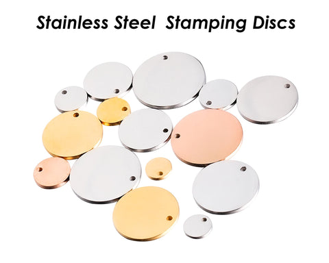 Stainless Steel Blank Disc with Hole, Disc Blank for Engraved or Stamped Necklace, Round Tags for Stamping Logo or Custom Jewelry Making