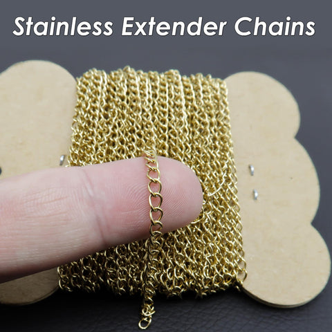 Stainless Steel Extender Chain Bulk Wholesale, Extension Chain Gold Silver Chain Extenders for Necklace Bracelet Jewelry Making