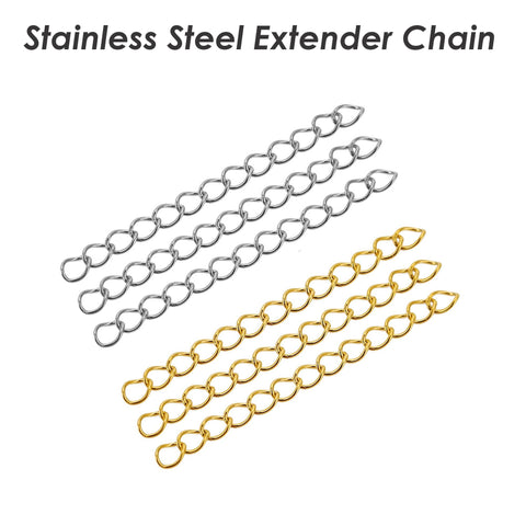 Stainless Steel Extender Chain Bulk Wholesale, Extension Chain Gold Silver Chain Extenders for Necklace Bracelet Jewelry Making