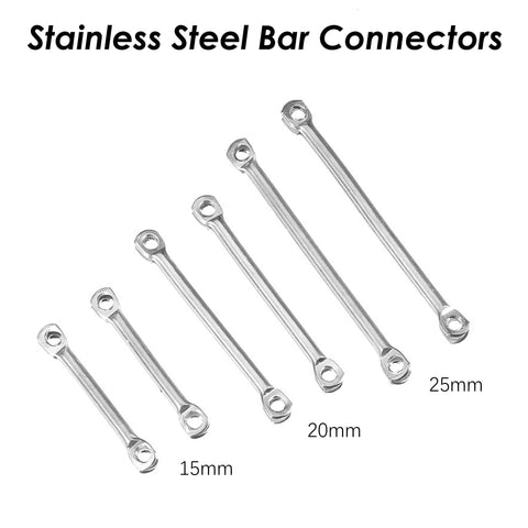 50 x Stainless Steel Bar Connectors, 15mm 20mm 25mm Bar Links Gold Silver, Earring Connector Findings, Connector Bar W/ Two Hole Links