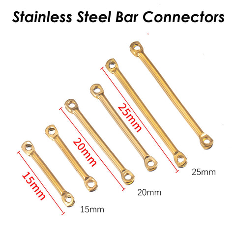 50 x Stainless Steel Bar Connectors, 15mm 20mm 25mm Bar Links Gold Silver, Earring Connector Findings, Connector Bar W/ Two Hole Links