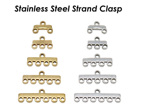 Mini Multi Strand Clasps Stainless Steel, Multi Strand Ends Gold Silver, Multi Link Necklace Connectors, Jewelry findings, Jewelry Supplies