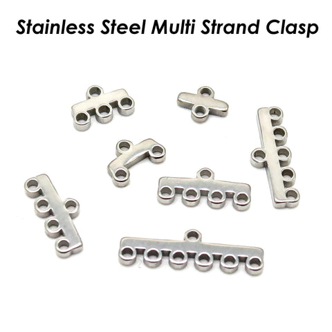 Mini Multi Strand Clasps Stainless Steel, Multi Strand Ends Gold Silver, Multi Link Necklace Connectors, Jewelry findings, Jewelry Supplies