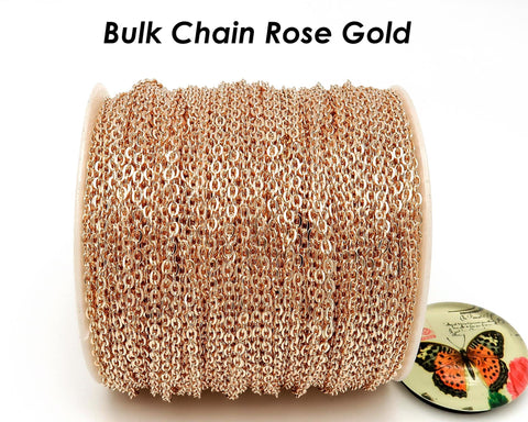 30 Feet x Bulk Chain for Jewelry Making, Silver Gold Bronze Copper Necklace Chain by the Yard Foot, Cable Link Rolo Chain by the Inch Meter