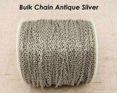 30 Feet x Bulk Chain for Jewelry Making, Silver Gold Bronze Copper Necklace Chain by the Yard Foot, Cable Link Rolo Chain by the Inch Meter