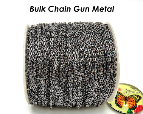 30 Feet x Bulk Chain for Jewelry Making, Silver Gold Bronze Copper Necklace Chain by the Yard Foot, Cable Link Rolo Chain by the Inch Meter