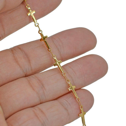 Cross Link Chain Gold Silver, Stainless Steel Chain Bulk for Men Women Necklace or Bracelet, Cross Chain for Jewelry Making