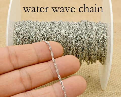 Water Wave Chain Gold Silver, Water Wave Chain for Women Necklace, Dainty Chain Bulk Stainless Steel Chain for Jewelry Making