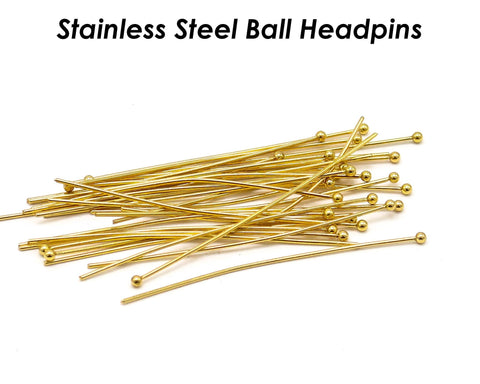 100 - 20/30/40/50mm Ball Headpins Stainless Steel Ball Headpins 21 gauge 24 Gauge for Jewelry Making, Head Pins Wholesale Beading Supplies