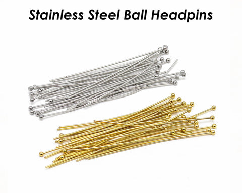 100 - 20/30/40/50mm Ball Headpins Stainless Steel Ball Headpins 21 gauge 24 Gauge for Jewelry Making, Head Pins Wholesale Beading Supplies