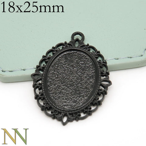 18x25mm Pendant Setting, Cabochon Setting, 18x25mm Pendant Bezel Blanks, Silver Bronze Copper Black Gold Pendant Tray for Jewelry Making