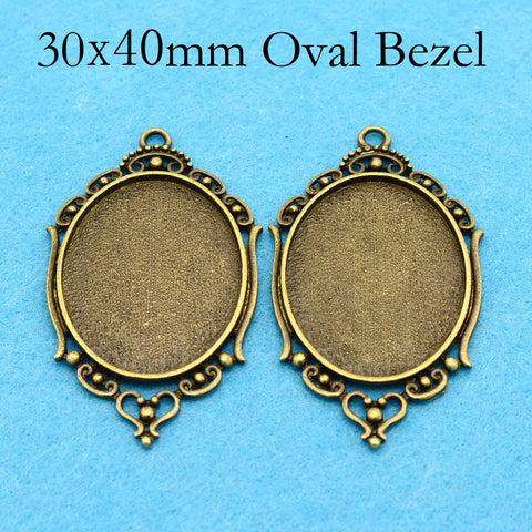 30x40mm Pendant Setting, 30x40mm Cabochon Setting, Bezel Pendant Tray, 30x40mm Oval Pendant Blanks for Cabochon or Resin