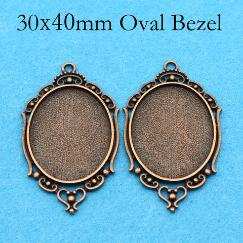 30x40mm Pendant Setting, 30x40mm Cabochon Setting, Bezel Pendant Tray, 30x40mm Oval Pendant Blanks for Cabochon or Resin