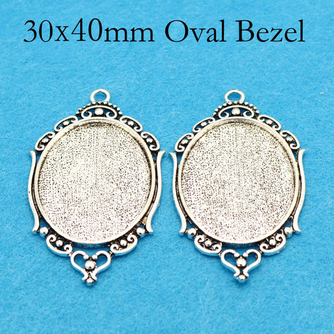 30x40mm Pendant Setting, 30x40mm Cabochon Setting, Bezel Pendant Tray, 30x40mm Oval Pendant Blanks for Cabochon or Resin