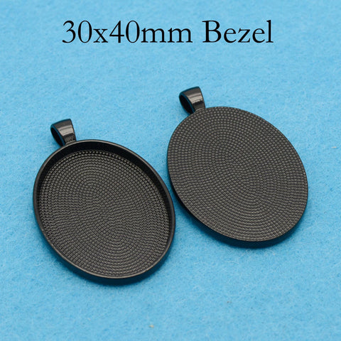 30x40mm Pendant Tray, 30x40mm Cabochon Setting, Bezel Pendant Blank, 30x40mm Oval Pendant Blanks for Cabochon or Resin