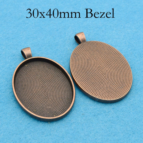 30x40mm Pendant Tray, 30x40mm Cabochon Setting, Bezel Pendant Blank, 30x40mm Oval Pendant Blanks for Cabochon or Resin