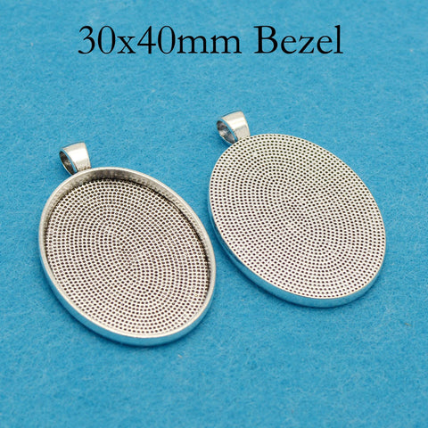 30x40mm Pendant Tray, 30x40mm Cabochon Setting, Bezel Pendant Blank, 30x40mm Oval Pendant Blanks for Cabochon or Resin