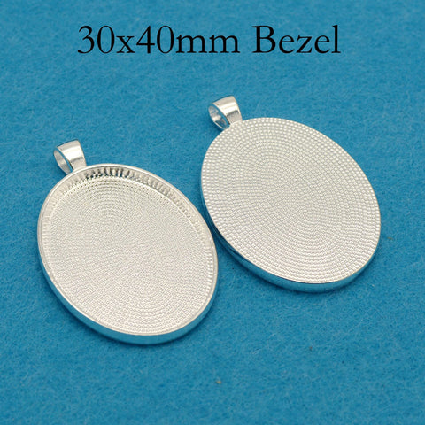 30x40mm Pendant Tray, 30x40mm Cabochon Setting, Bezel Pendant Blank, 30x40mm Oval Pendant Blanks for Cabochon or Resin