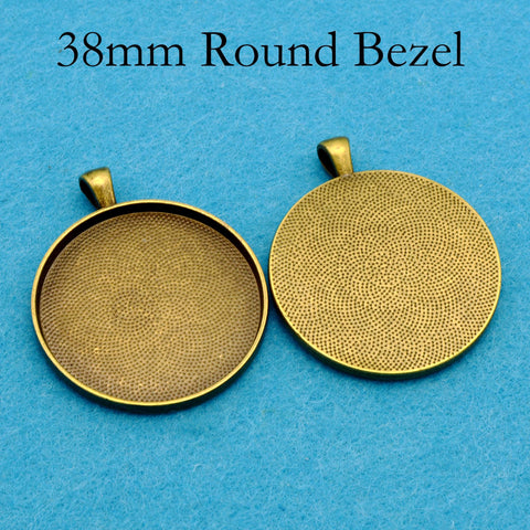 38mm Pendant Pendant Tray, 1.5 Inch Round Bezel Pendant Setting, 38mm Round Cabochon Setting, 38mm Pendant Blanks Silver Bronze Copper