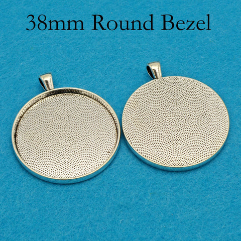 38mm Pendant Pendant Tray, 1.5 Inch Round Bezel Pendant Setting, 38mm Round Cabochon Setting, 38mm Pendant Blanks Silver Bronze Copper