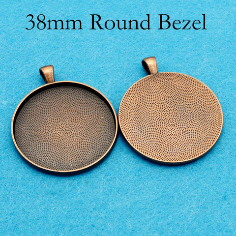 38mm Pendant Pendant Tray, 1.5 Inch Round Bezel Pendant Setting, 38mm Round Cabochon Setting, 38mm Pendant Blanks Silver Bronze Copper