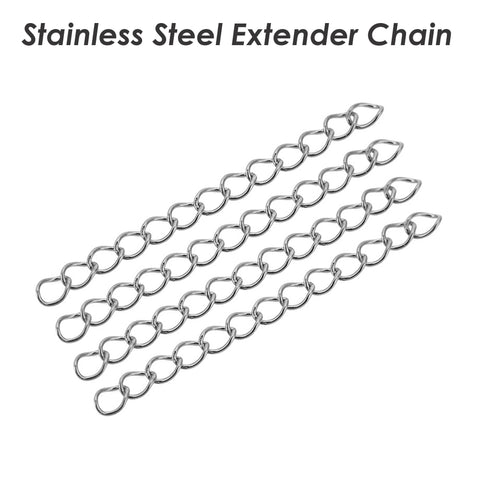 Stainless Steel Chain Extender Gold Silver, 2 Inch Extender Chain for Necklace or Bracelet Jewelry Making, Tail Chain Extension with Charms