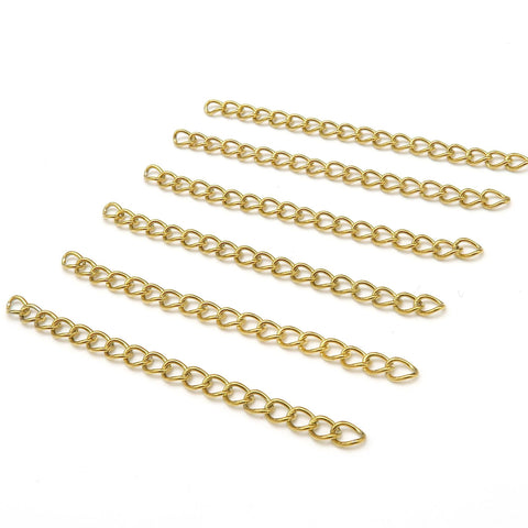 Stainless Steel Chain Extender Gold Silver, 2 Inch Extender Chain for Necklace or Bracelet Jewelry Making, Tail Chain Extension with Charms