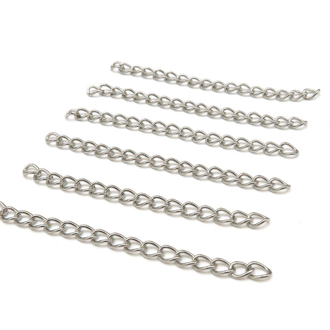 Stainless Steel Chain Extender Gold Silver, 2 Inch Extender Chain for Necklace or Bracelet Jewelry Making, Tail Chain Extension with Charms