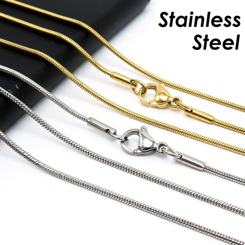 Stainless Steel Snake Necklace Gold Silver, Tarnish Resistant Snake Necklaces for Women or Men, Wholesale Stainless Steel Chain Necklace