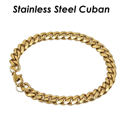 Cuban Necklace Stainless Steel Necklace for Men Women, Cuban Chain Necklace Gold Silver Cuban Bracelet, Chunky Curb Necklace Curb Bracelet