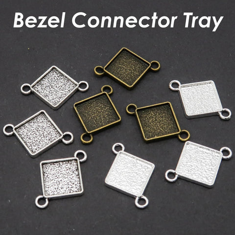 Round Bezel Connector, Double Loop Pendant Tray Blanks, Connector Tray, Connector Bezel Blank for Jewelry Making