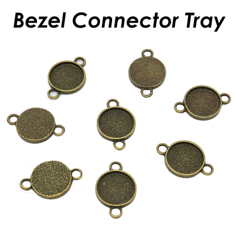 Round Bezel Connector, Double Loop Pendant Tray Blanks, Connector Tray, Connector Bezel Blank for Jewelry Making