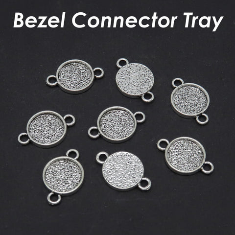 Round Bezel Connector, Double Loop Pendant Tray Blanks, Connector Tray, Connector Bezel Blank for Jewelry Making