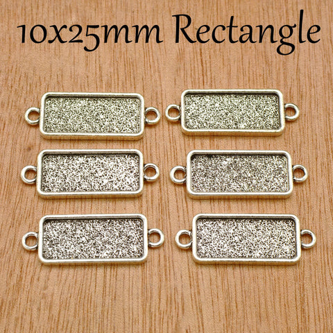 12mm Diamond Bezel Connector, Double Loop Pendant Tray Blanks, Connector Tray, Connector Bezel Blank for Jewelry Making