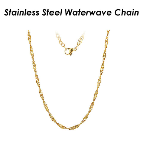 Water Wave Necklace Gold Silver, Waterwave Chain Necklace, WaterWave Chain Sparkle necklace, Dainty Stainless Steel Necklace