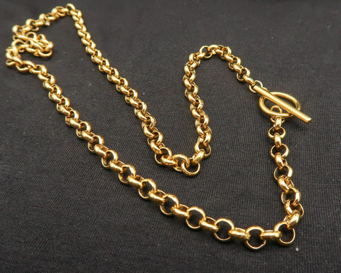 6mm Rolo Necklace Gold Silver Stainless Steel Necklace for Women Men, Rolo Link Chain Toggle Clasp Necklace