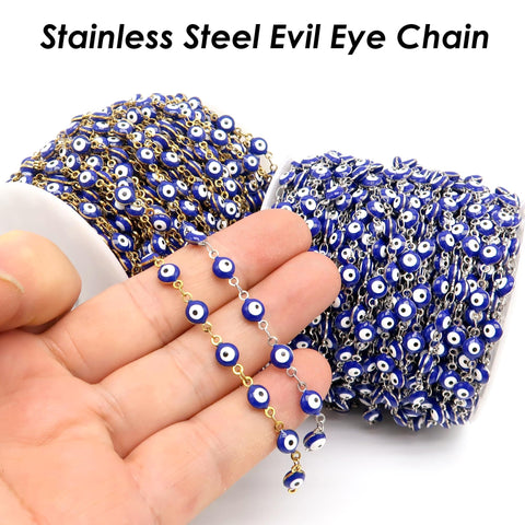 Evil Eye Chain, Stainless Steel Chain for Necklace or Bracelet Making, Bulk Chain for Evil Eye Bracelet, Evil Eye Necklace Making