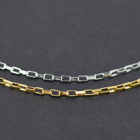 Stainless Steel Chain Bulk Chain by Foot Inch, Rectangle Box Chain Gold Silver, Tarnish Free Rectangle Link Chain for Jewelry Making