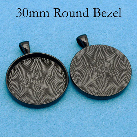 30mm Pendant Pendant Tray, 30mm Round Bezel Pendant Setting,  30mm Round Cabochon Setting, 30mm Pendant Blanks Silver Bronze Copper