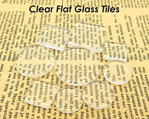 Clear Glass Tile Pendant, 2 Sides Flat Glass Cabochon 10 12 14 16 18 20 25 30mm Square Circle Round Glass for Jewelry Making