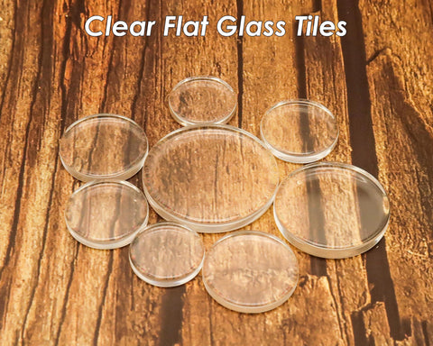 Clear Glass Tile Pendant, 2 Sides Flat Glass Cabochon 10 12 14 16 18 20 25 30mm Square Circle Round Glass for Jewelry Making