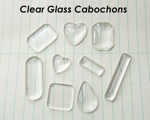 Clear Glass Cabochon Flat back - Round Circle Square Oval Heart Rectangle, Glass Beads Glass Cover Glass Dome for Jewelry Making