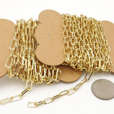 10 Feet - Paper Clip Chain Bulk for Men Women Necklace Bracelet - Gold Silver, Bronze, Copper Paperclip Chain for Jewelry Making