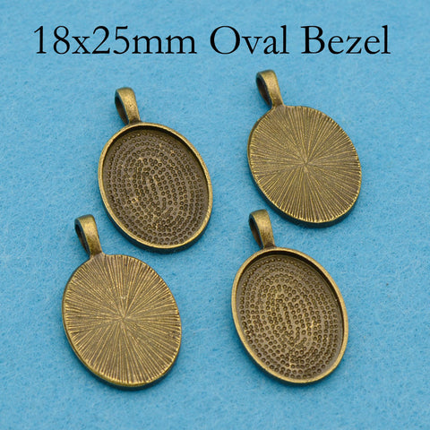 18x25mm Bezel Pendant Setting, Oval 18x25mm Cabochon Base, Pendant Tray Pendant Blanks Silver Bronze Copper Black for Jewelry Making