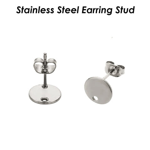 Stainless Steel Earring Stud, Round Teardrop Heart Earring Stud Earring Connector, Silver Gold Earring Findings Jewelry Supplies
