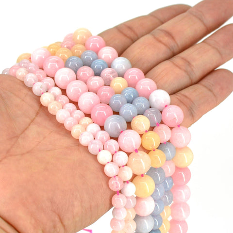 Morganite Beads, Natural Stone Beads, Genuine Stone Loose Beads, Pink Morganite Stone, Round Gemstone Beads for Necklace Bracelet Making