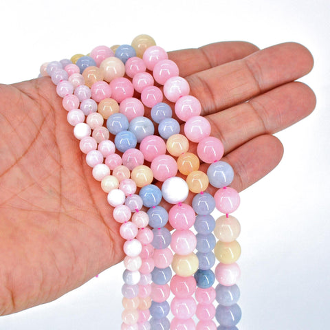 Morganite Beads, Natural Stone Beads, Genuine Stone Loose Beads, Pink Morganite Stone, Round Gemstone Beads for Necklace Bracelet Making